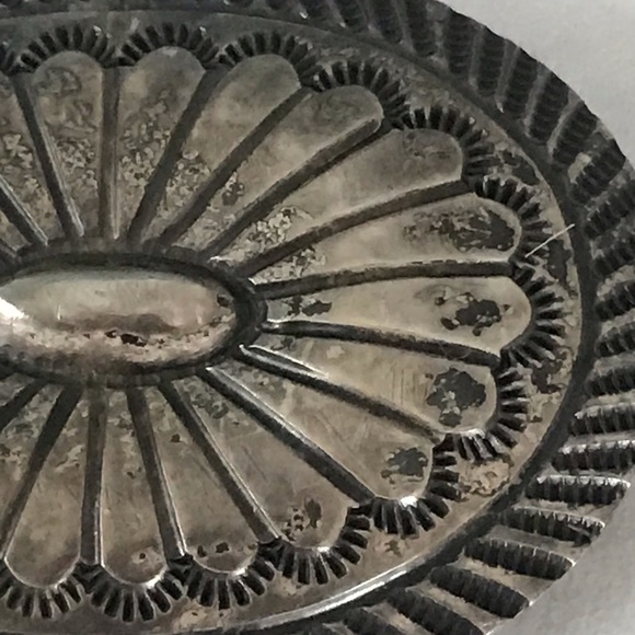 Leather Belt Signed Concho Navajo Buckle Jennie Blackgoat Genuine Silver Brown - Picture 6 of 16